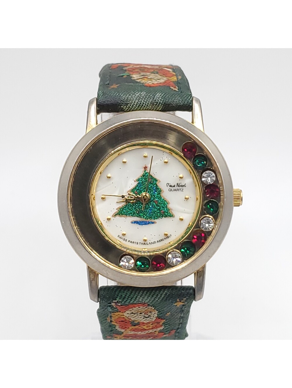 Pierre Nicole Christmas Watch Women 33mm New Battery Christmas Tree Santa Band